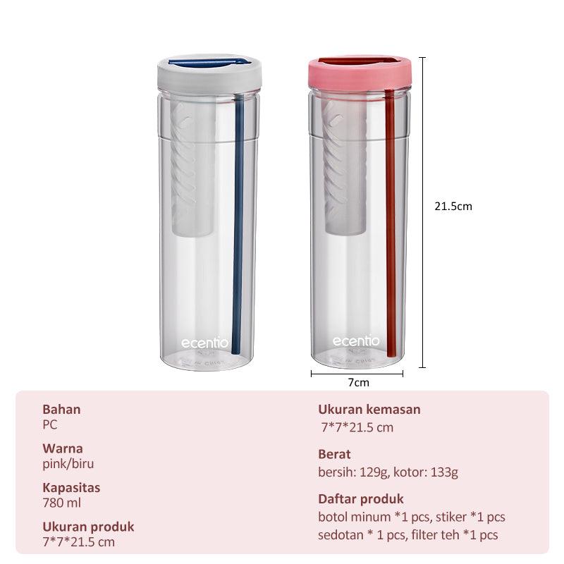 ecentio Botol Minum sedotan Tumbler Infused free stiker 780ML - ecentio