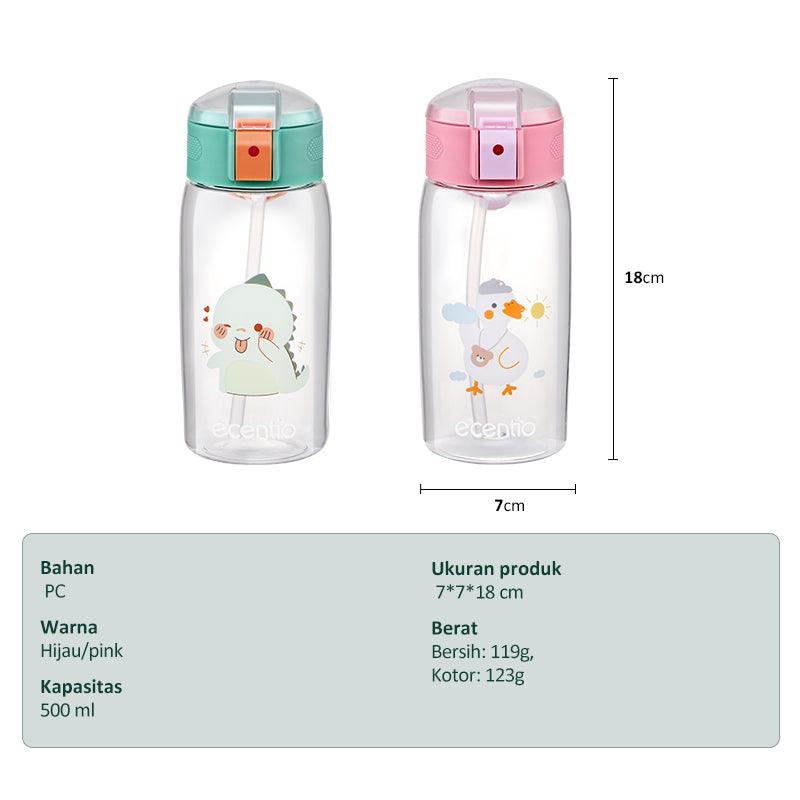 ecentio botol minum anak karakter lucu unik sedotan tumbler BPA Free 500ML - ecentio
