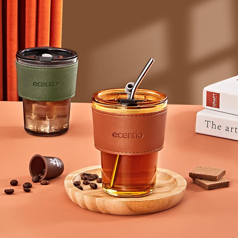 ecentio Botol Minum Gelas Kaca Tumbler Coffee cup 400ml - ecentio