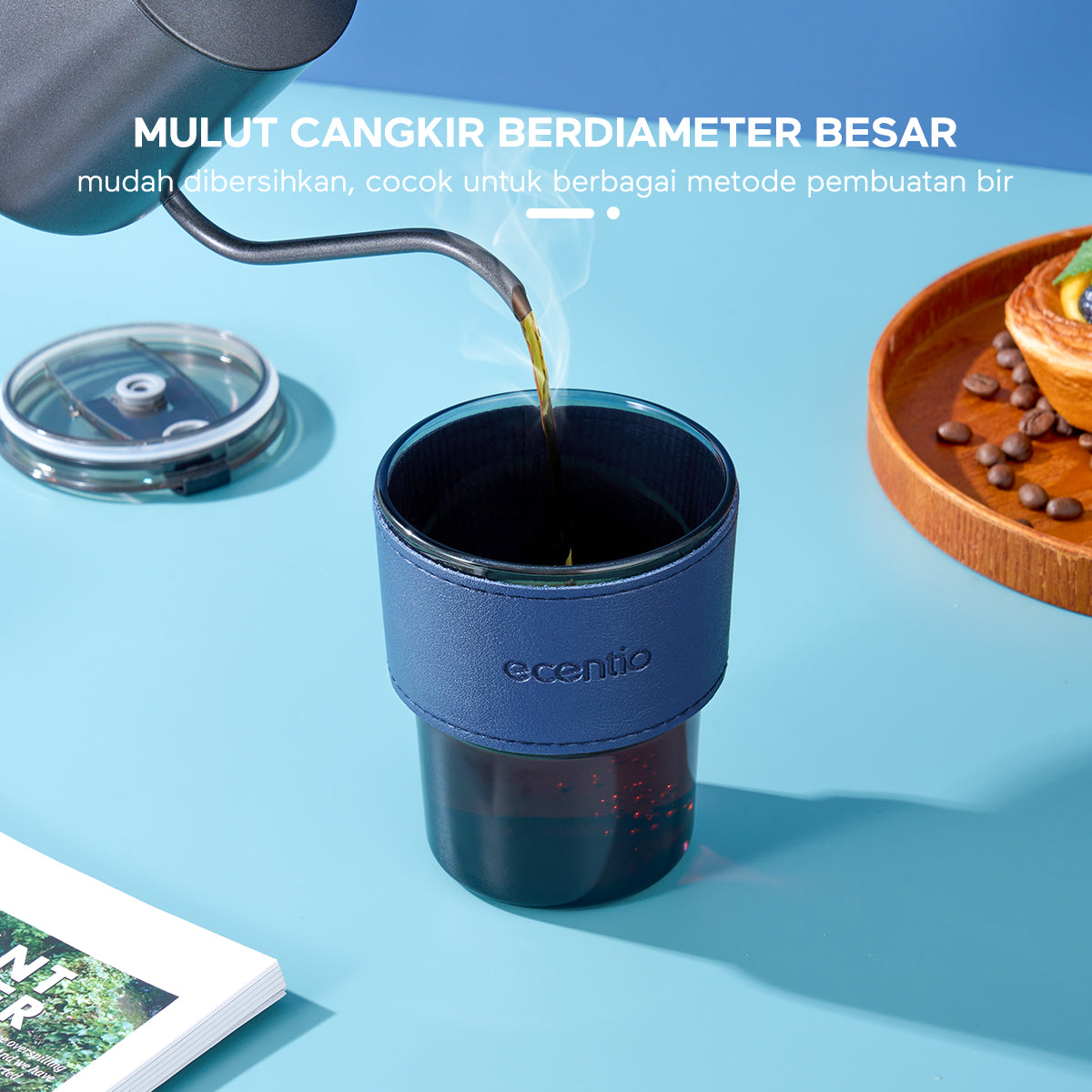 【Gratis hadiah】ecentio Botol Minum Gelas kaca Cangkir kopi Mug Coffee Cup 400ml