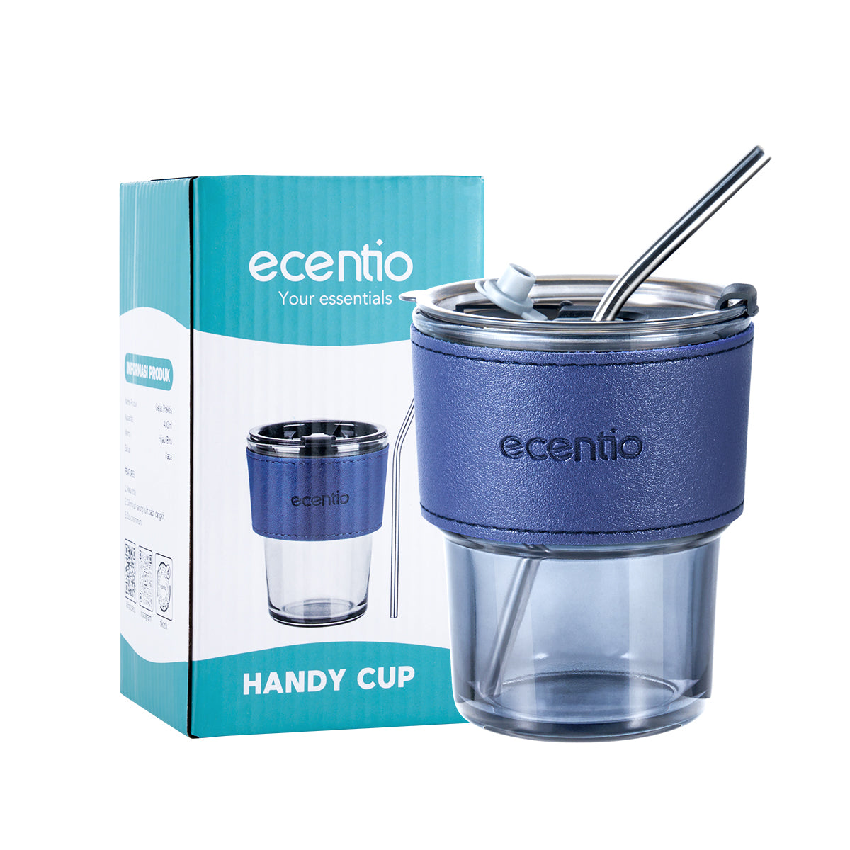 【Gratis hadiah】ecentio Botol Minum Gelas kaca Cangkir kopi Mug Coffee Cup 400ml