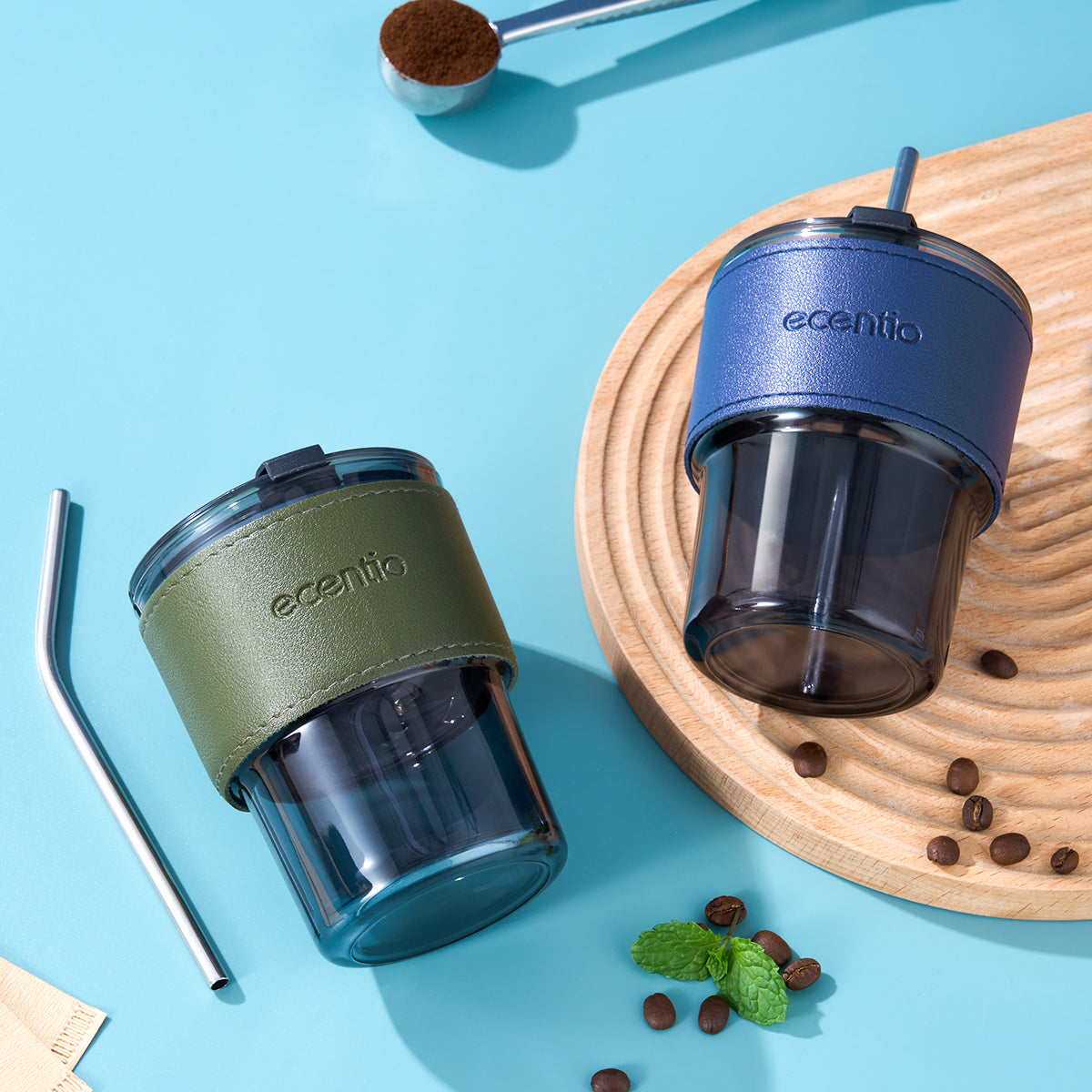 【Gratis hadiah】ecentio Botol Minum Gelas kaca Cangkir kopi Mug Coffee Cup 400ml