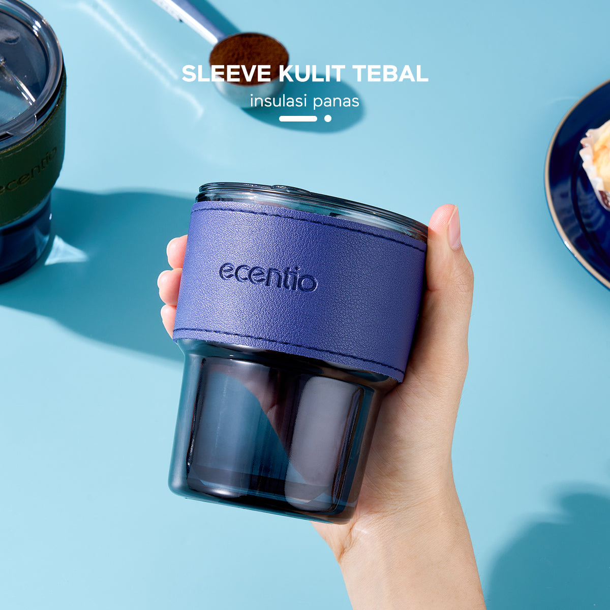 【Gratis hadiah】ecentio Botol Minum Gelas kaca Cangkir kopi Mug Coffee Cup 400ml