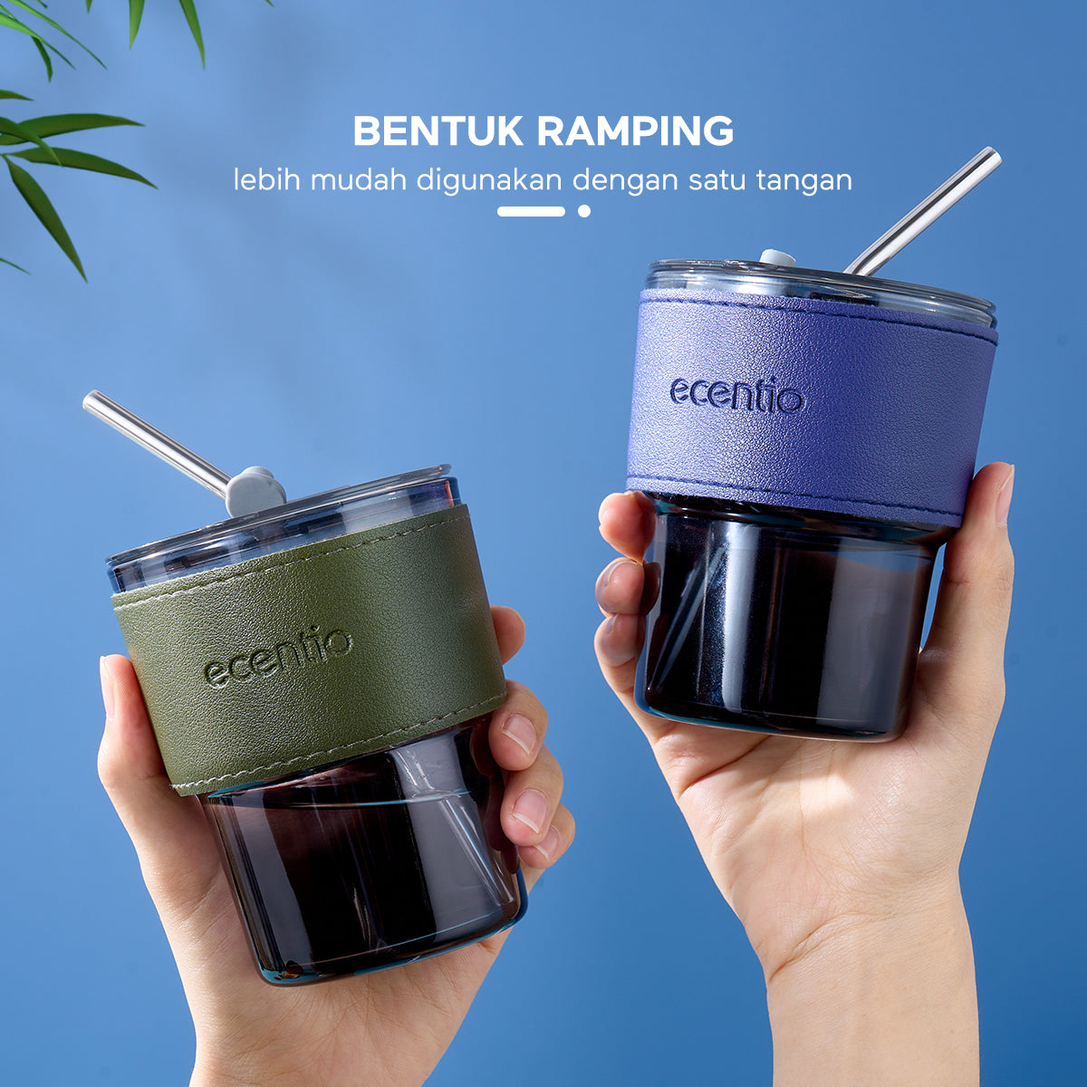 【Gratis hadiah】ecentio Botol Minum Gelas kaca Cangkir kopi Mug Coffee Cup 400ml
