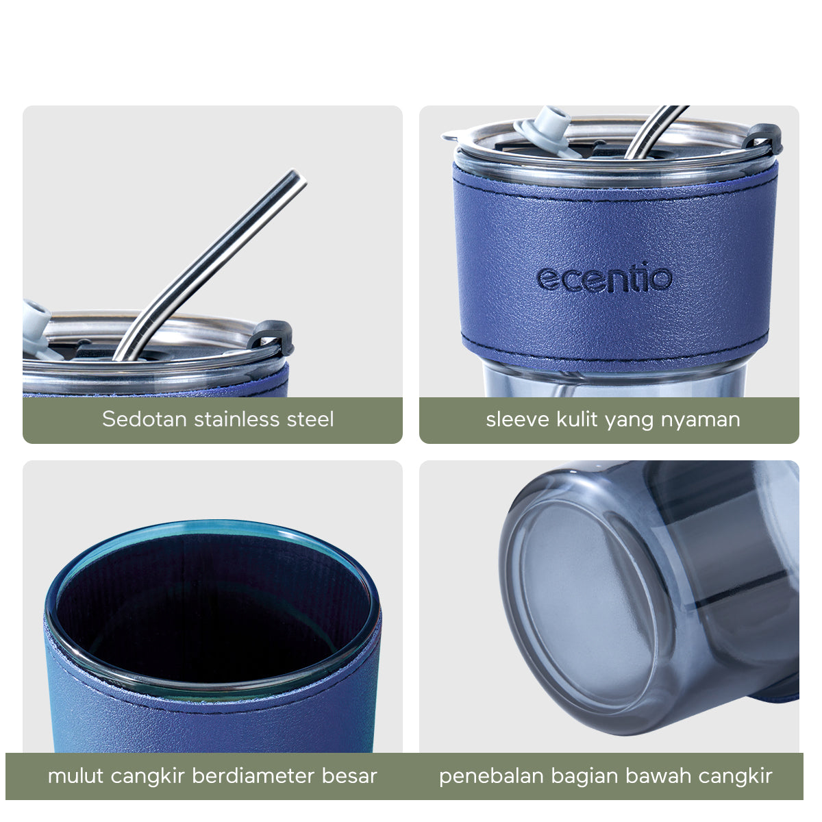 【Gratis hadiah】ecentio Botol Minum Gelas kaca Cangkir kopi Mug Coffee Cup 400ml