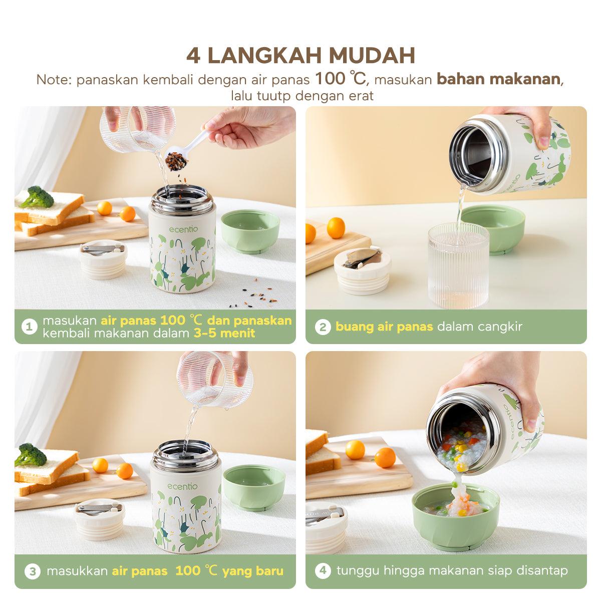 ecentio “Green Whispers” Cangkir Sup Stainless Braised Pots 500ML - ecentio