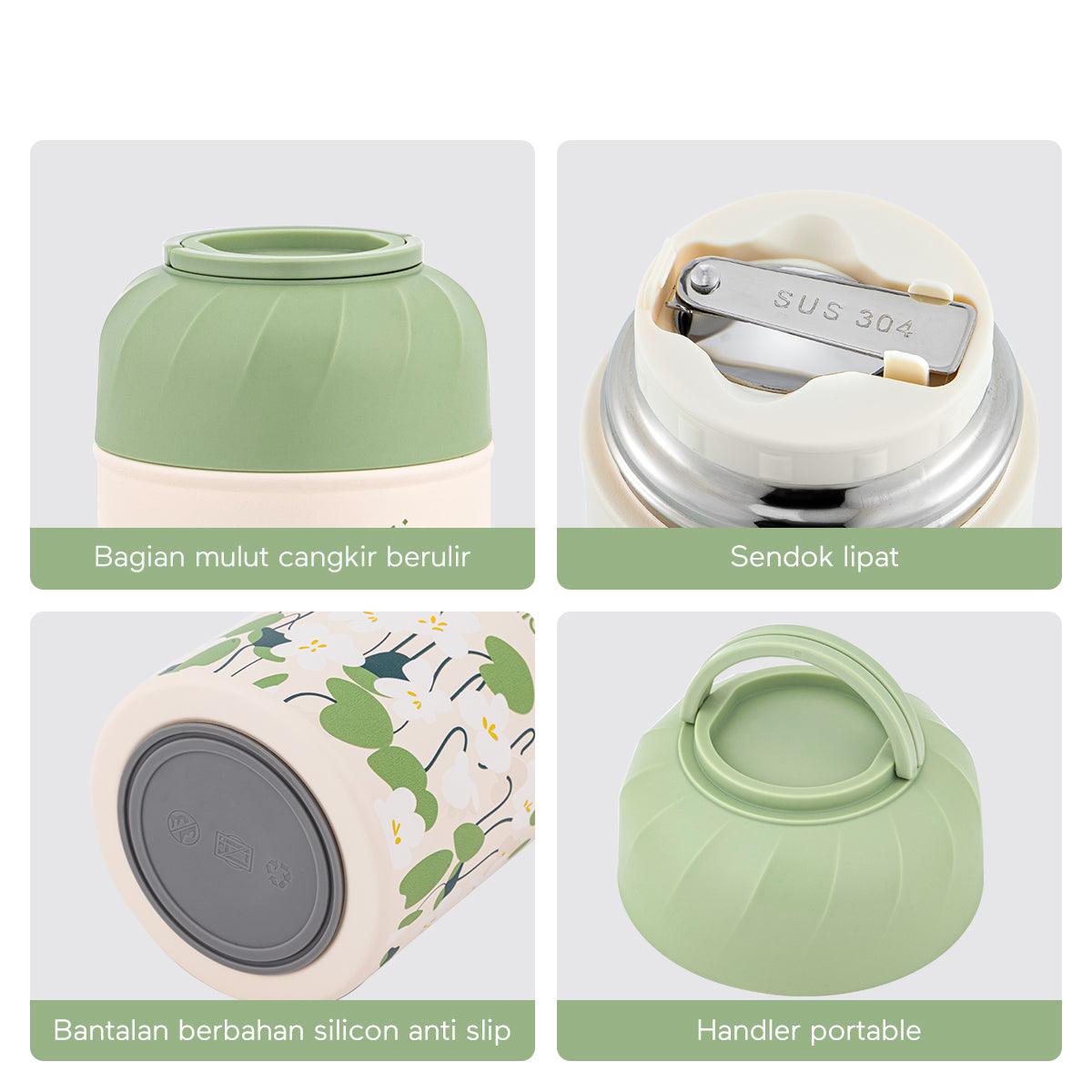 ecentio “Green Whispers” Cangkir Sup Stainless Braised Pots 500ML - ecentio