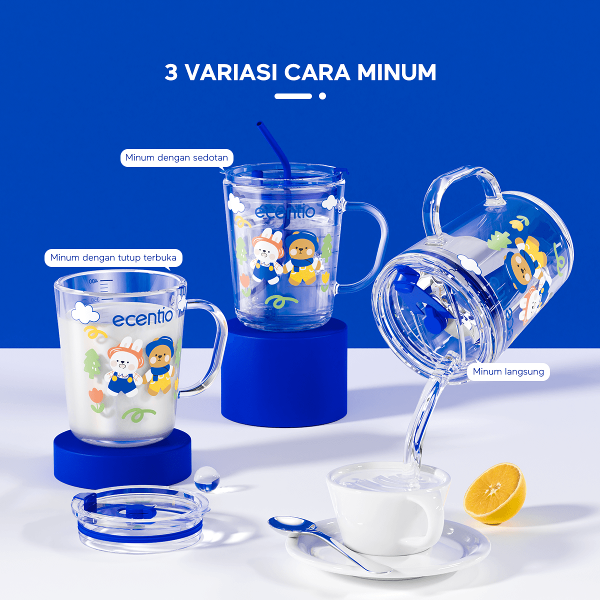 ecentio Botol Minum JOURNEY series tempered milk cup 400ml - ecentio