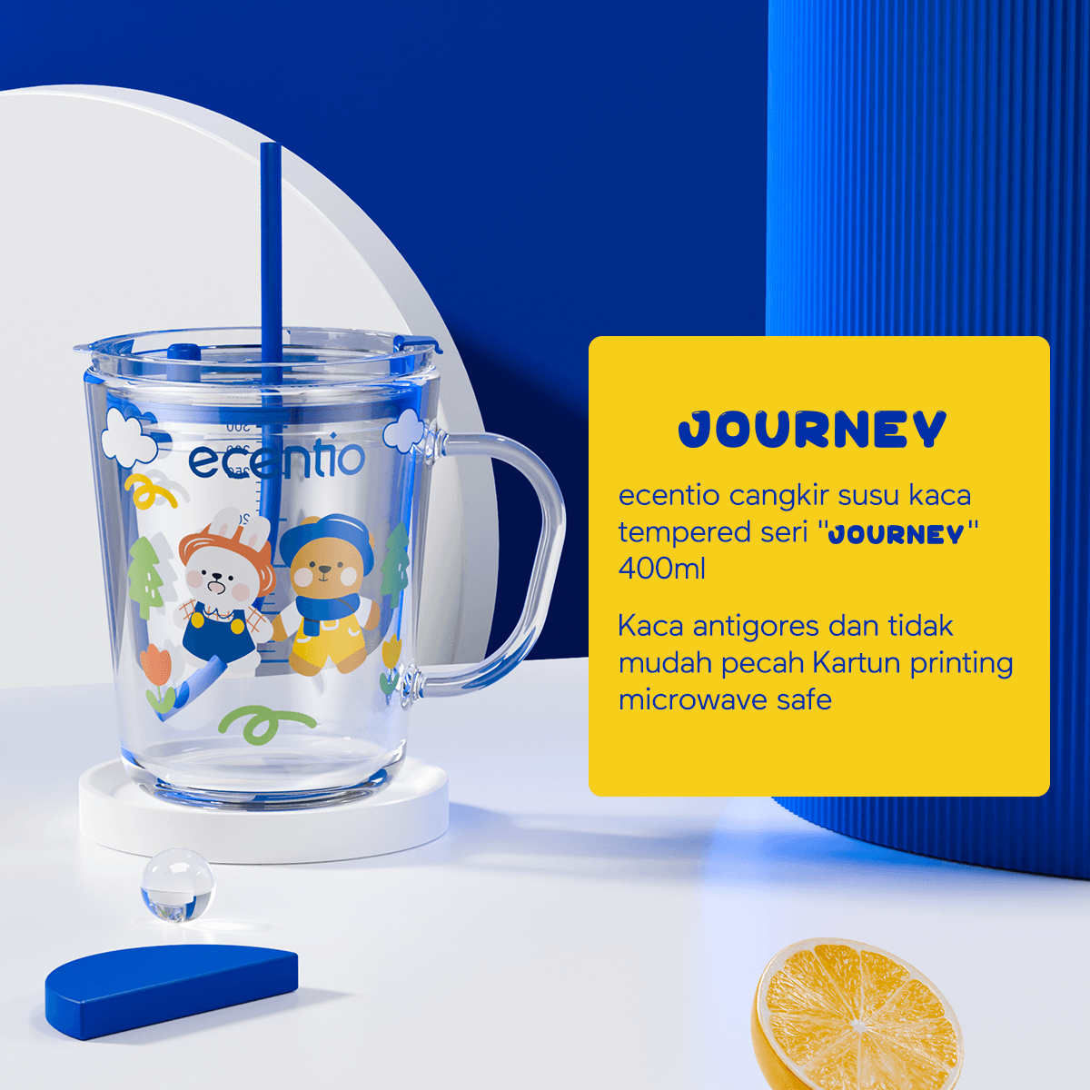 ecentio Botol Minum JOURNEY series tempered milk cup 400ml - ecentio