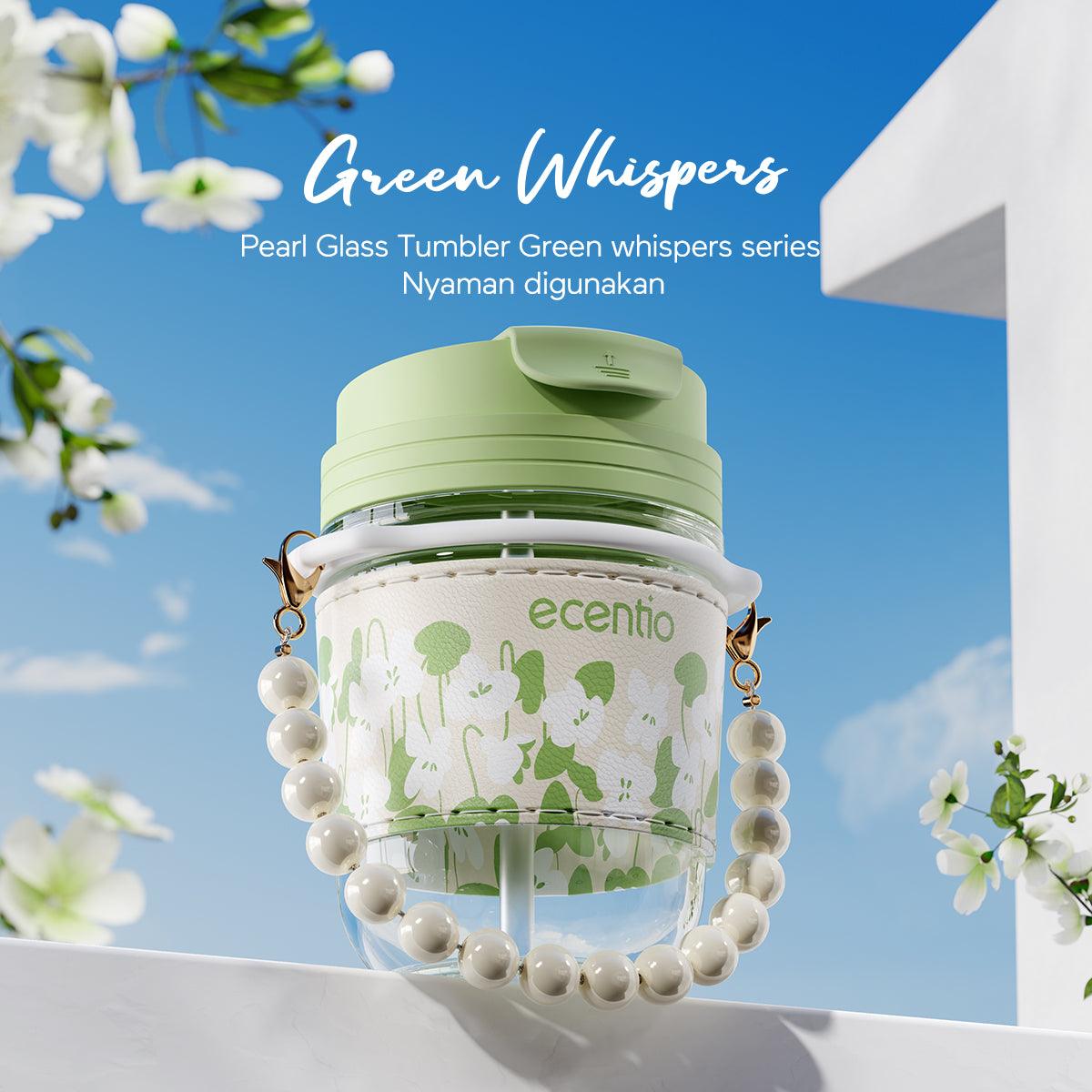 ecentio “Green Whispers” tumblers Botol Minum Pearl Glass 350ML - ecentio