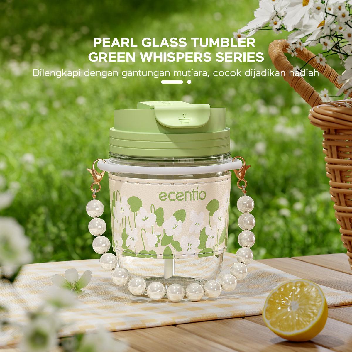 ecentio “Green Whispers” tumblers Botol Minum Pearl Glass 350ML - ecentio