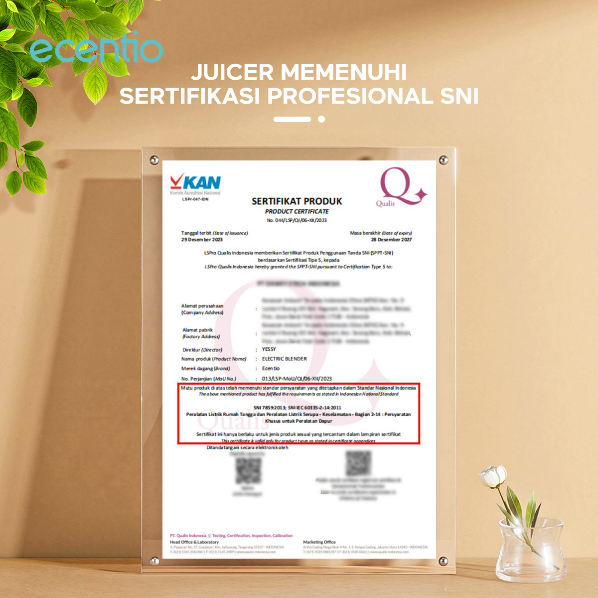 ecentio Portable Juicer 6 mata pisau Electric Juicer 380ML