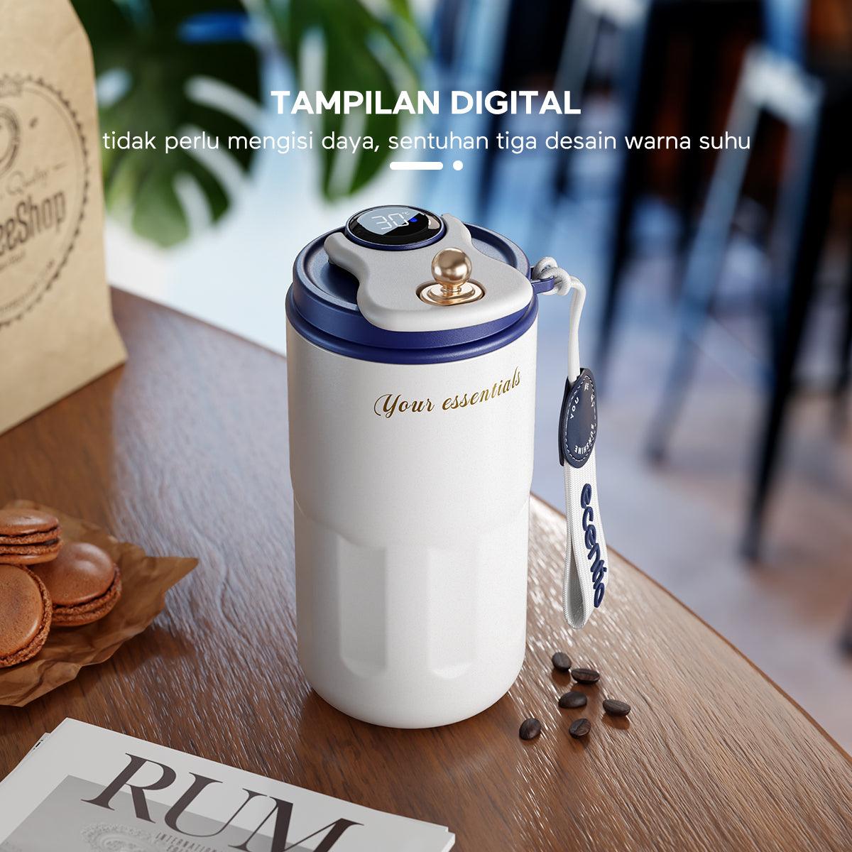 ecentio thermos tumbler vacuum mug stainless steel mug kopi LED 420ml - ecentio