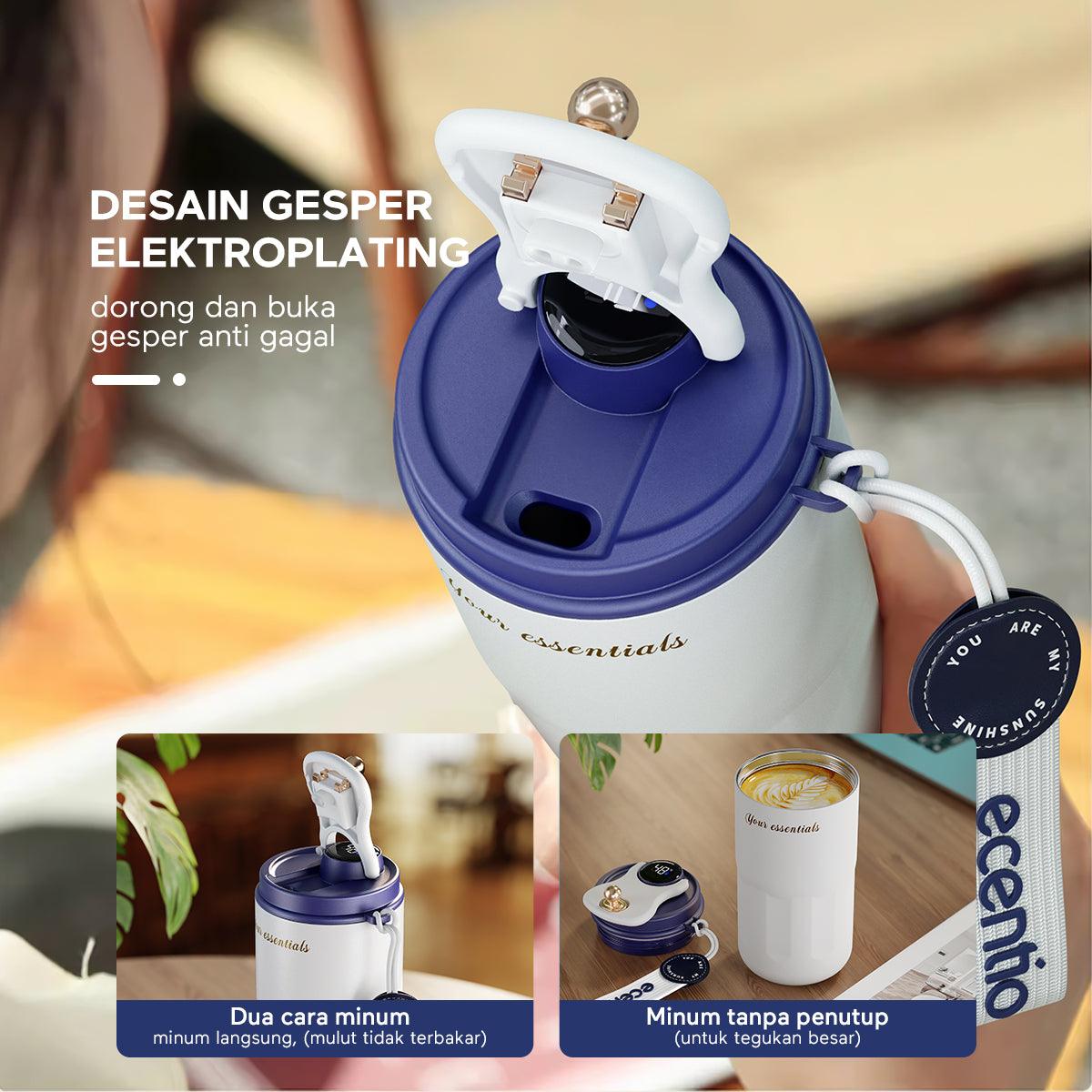 ecentio thermos tumbler vacuum mug stainless steel mug kopi LED 420ml - ecentio