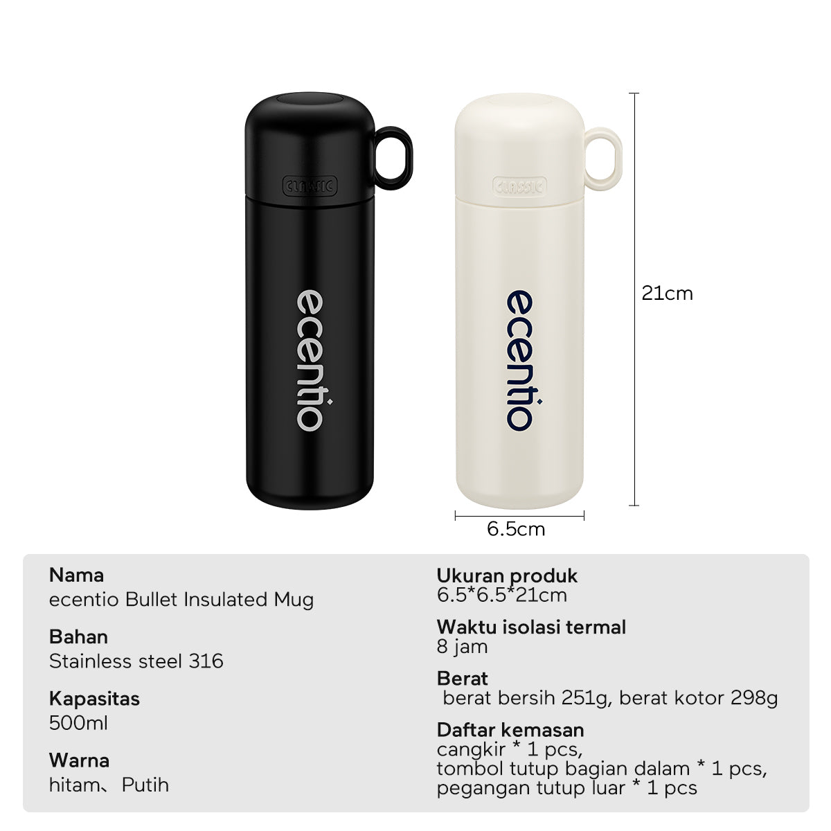 ecentio thermos tumbler stainless steel 316 500ml - ecentio