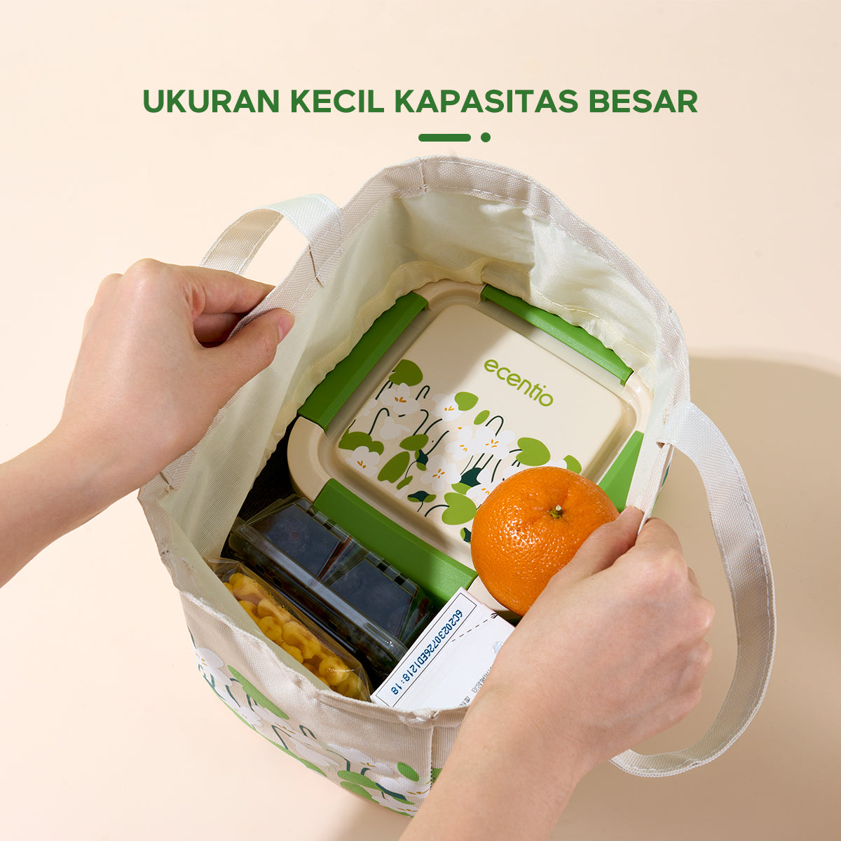ecentio "Green whispers" lunch bag tas bekal kotak tahan panas lunch cooler bag