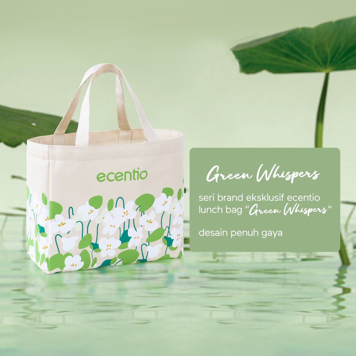 ecentio "Green whispers" lunch bag tas bekal kotak tahan panas lunch cooler bag