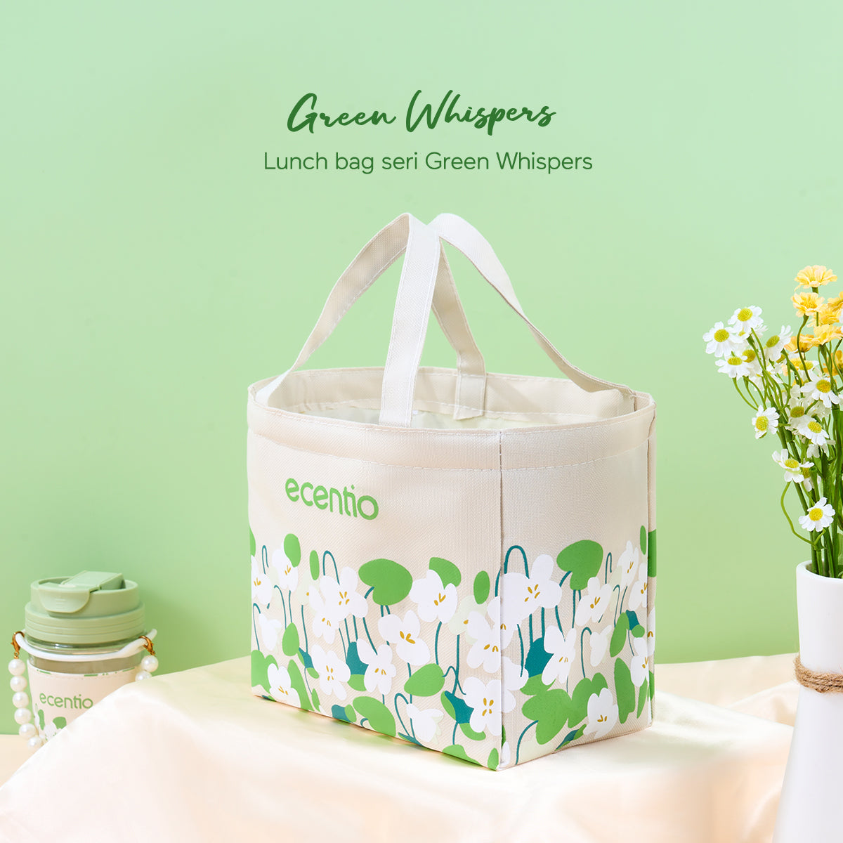 ecentio "Green whispers" lunch bag tas bekal kotak tahan panas lunch cooler bag