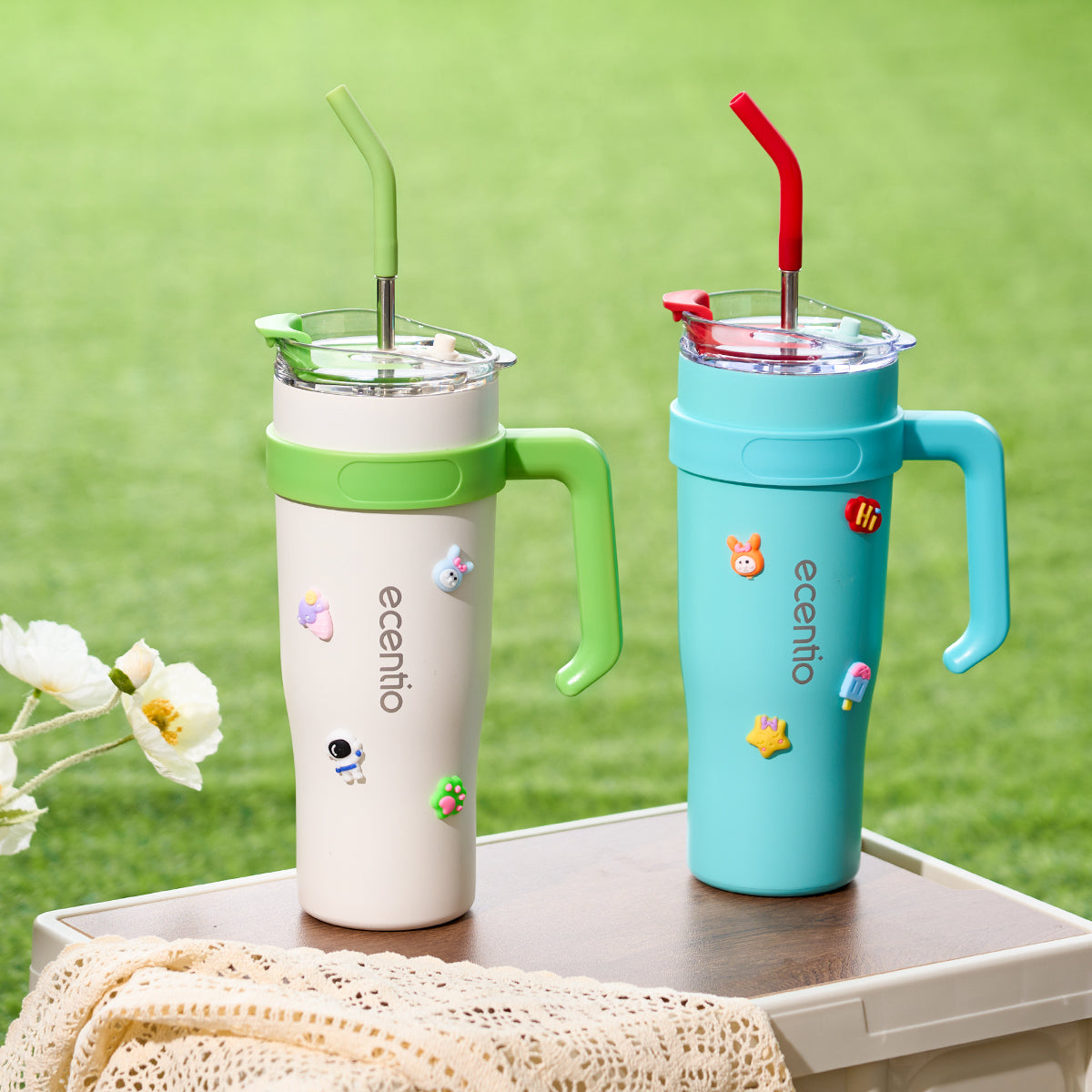 ecentio 1.2L tumbler thermos with straw