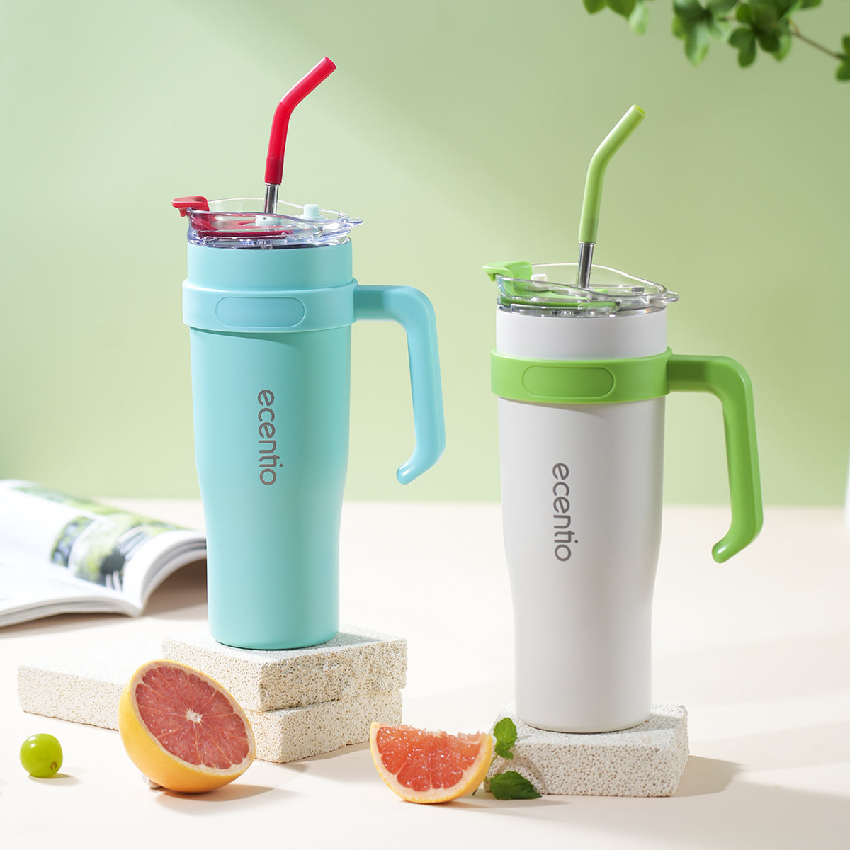 ecentio 1.2L tumbler thermos with straw