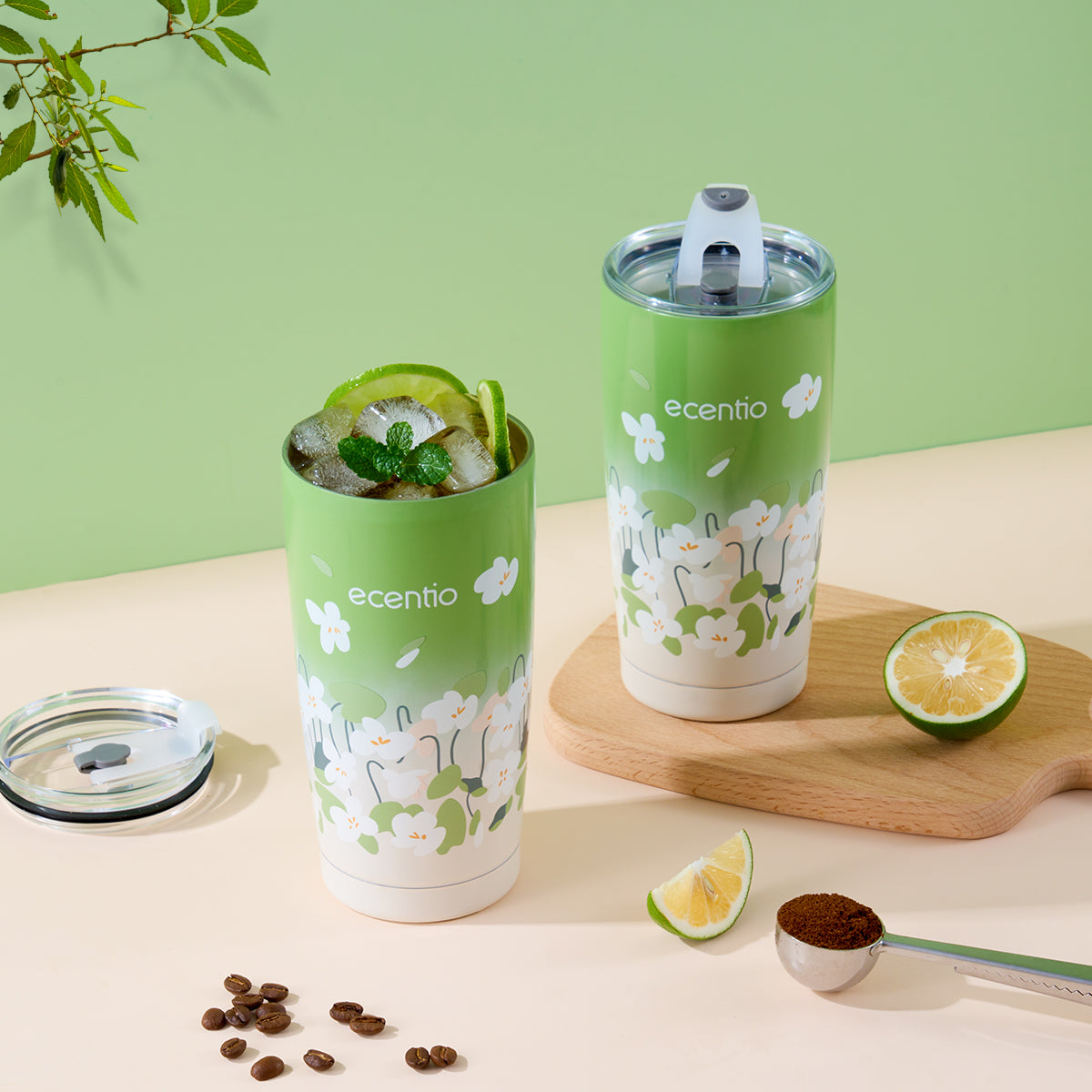 ecentio "Green Whispers" Botol Minum tumbler Termos Bottle 550ml - ecentio