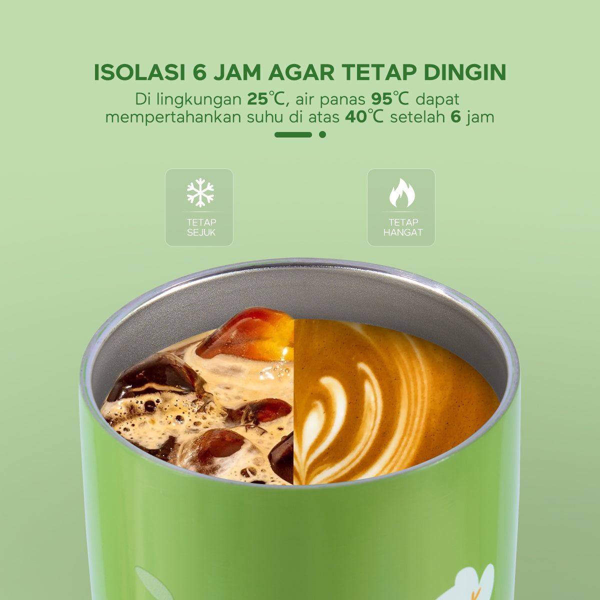ecentio "Green Whispers" Botol Minum tumbler Termos Bottle 550ml - ecentio