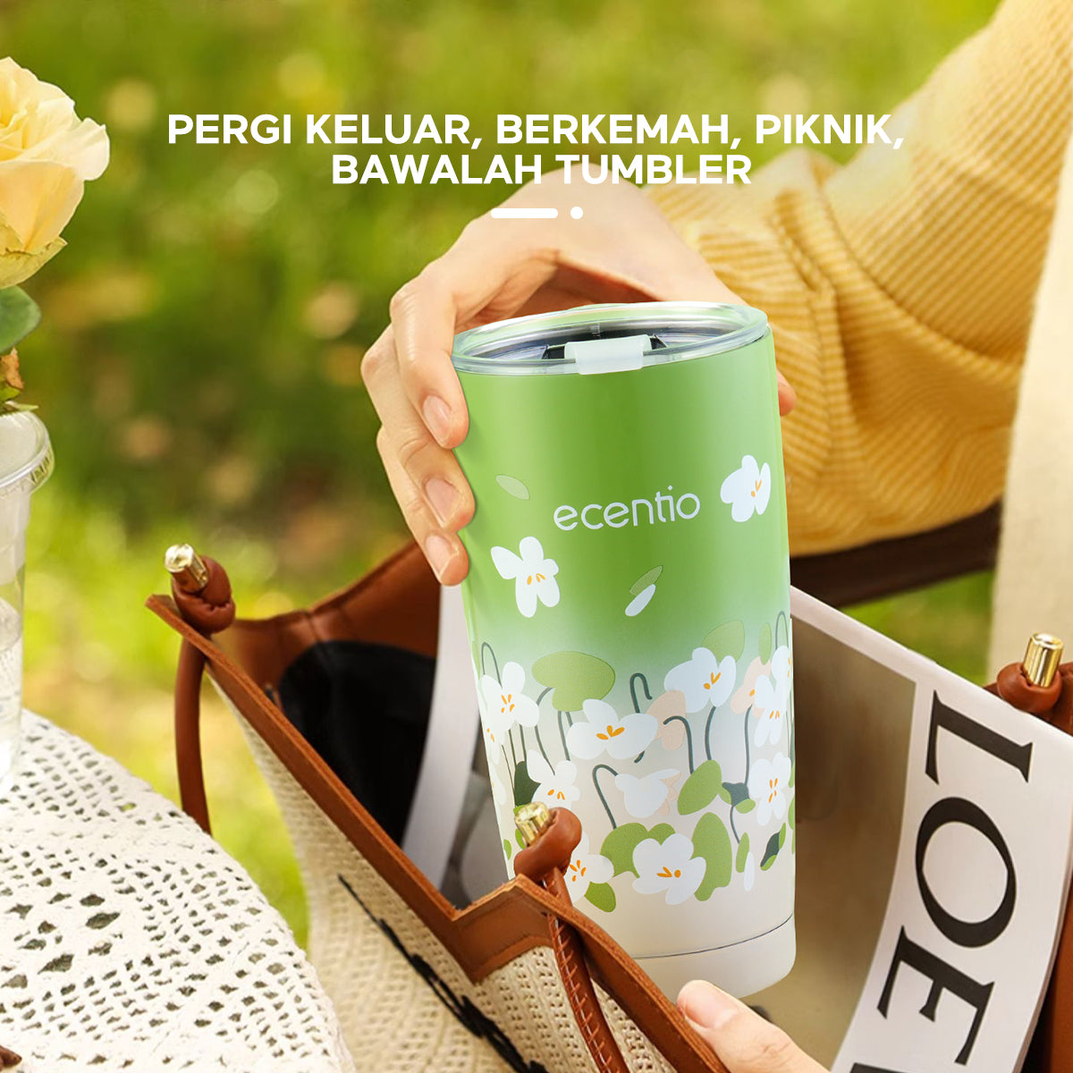 ecentio "Green Whispers" Botol Minum tumbler Termos Bottle 550ml - ecentio