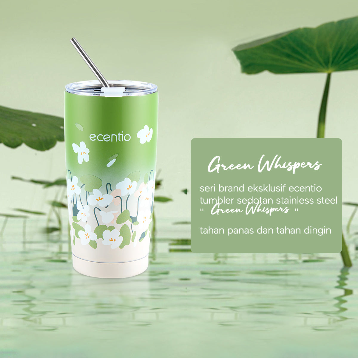 ecentio "Green Whispers" Botol Minum tumbler Termos Bottle 550ml - ecentio
