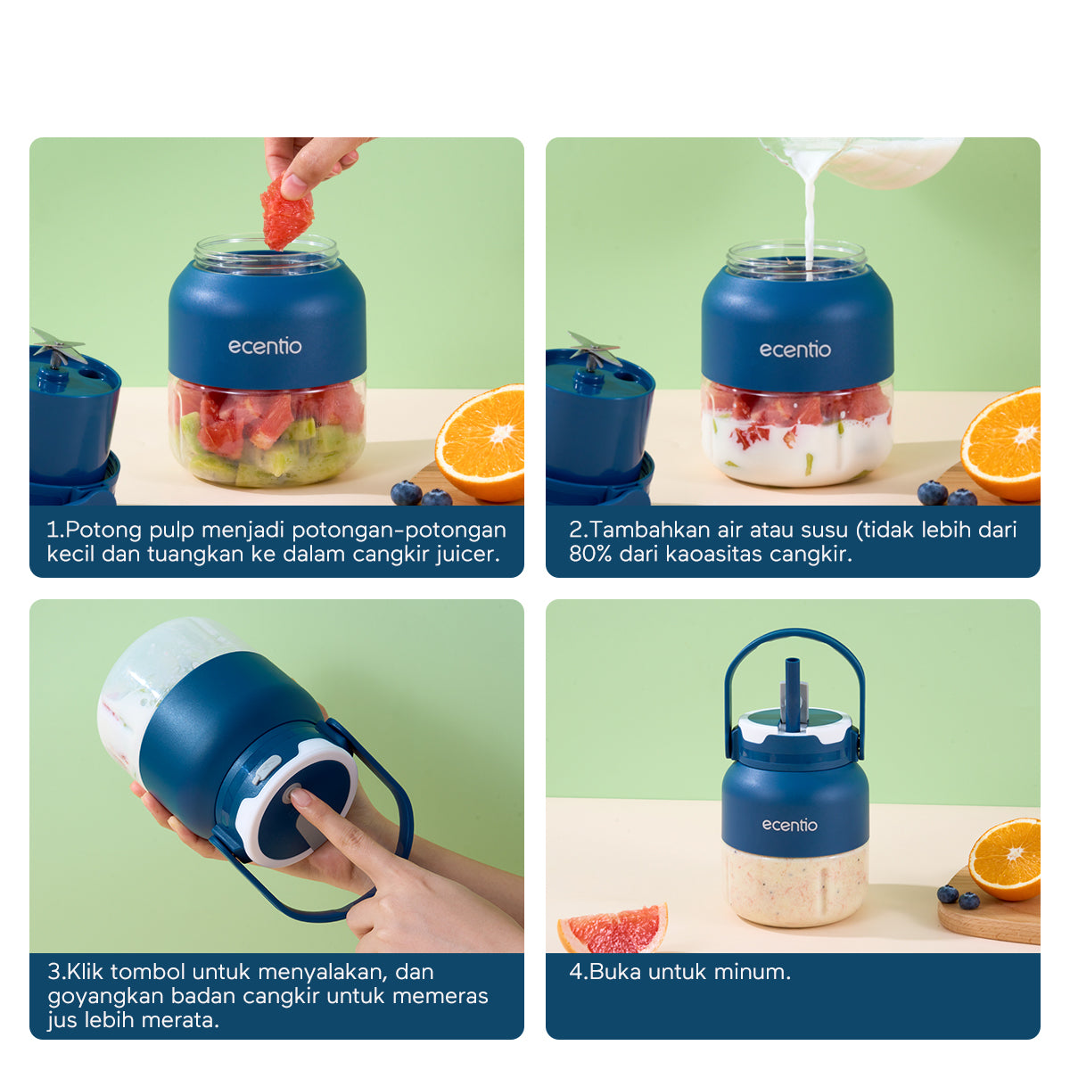 ecentio Juicer portable Blender 8 mata pisau 500ml - ecentio