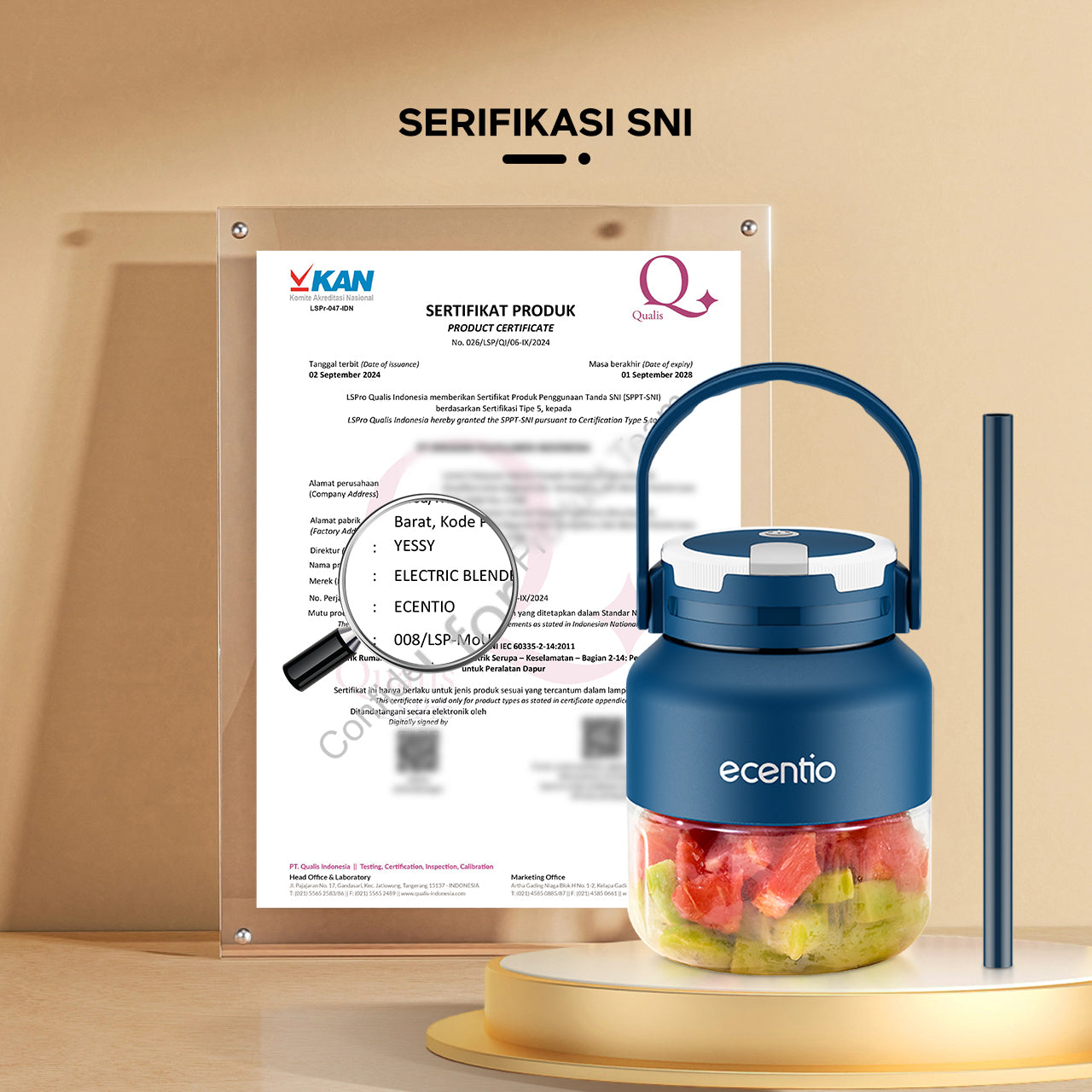 🔥Diskon Khusus🔥ecentio blender 8 mata pisau 500ml juicer dengan silikon sedotan Rechargeable kapasitas besar belender portable