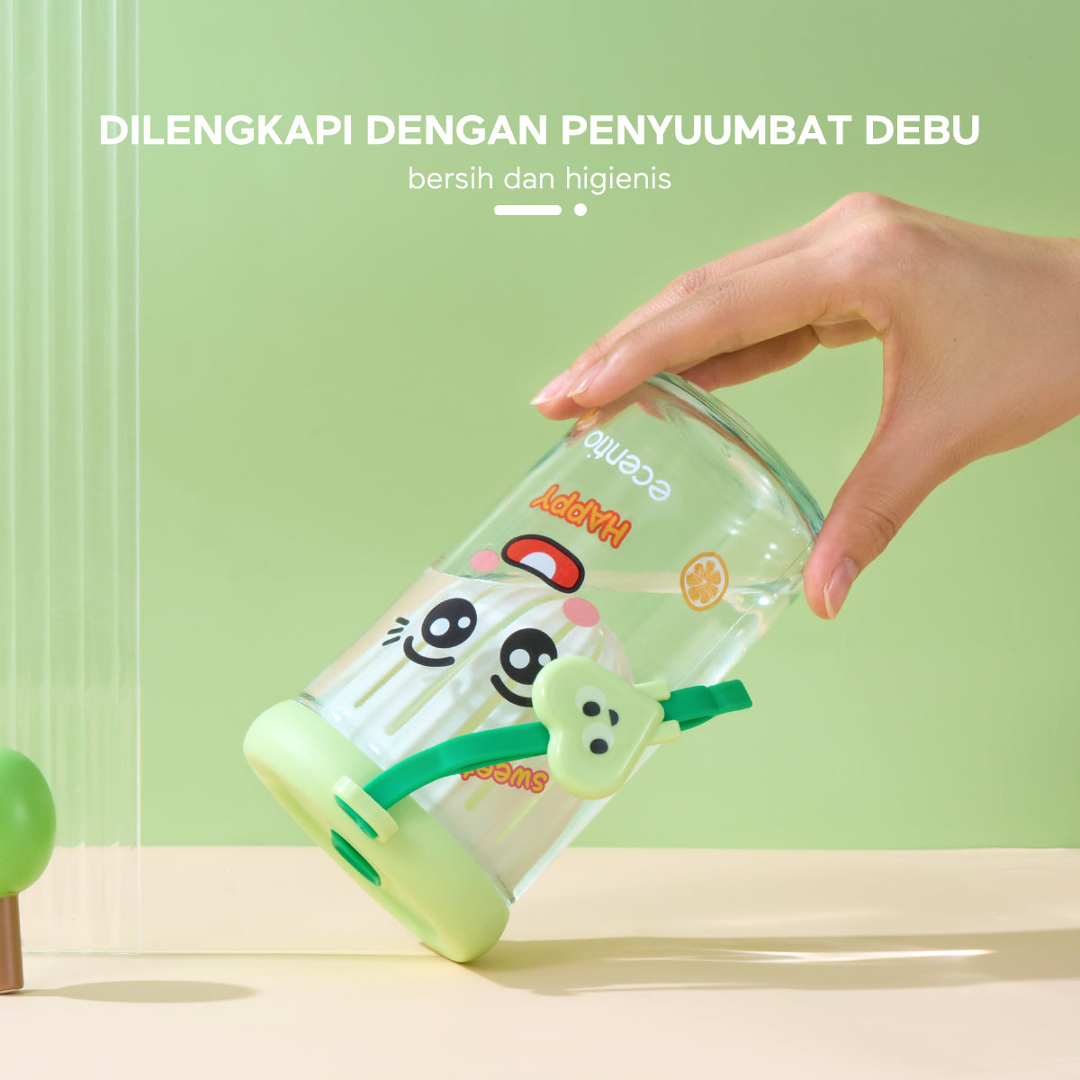ecentio Botol Minum Tumbler Cangkir kaca Gelas stiker Gelas Minuman 500ml - ecentio