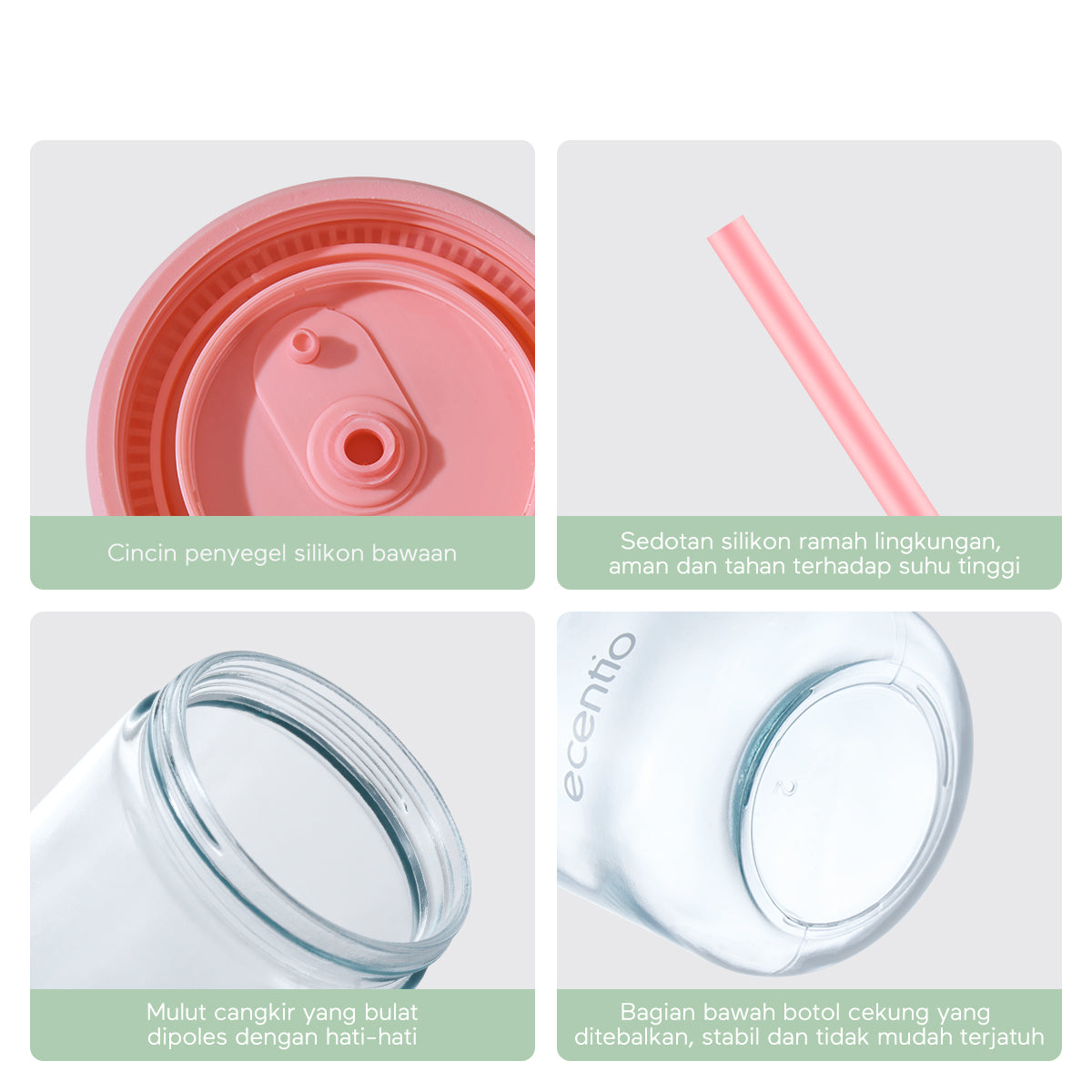 ecentio Botol Minum Tumbler Cangkir kaca Gelas stiker Gelas Minuman 500ml - ecentio