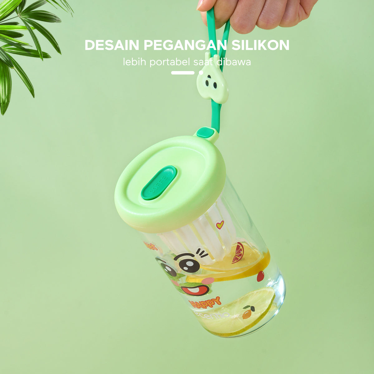 ecentio Botol Minum Tumbler Cangkir kaca Gelas stiker Gelas Minuman 500ml - ecentio