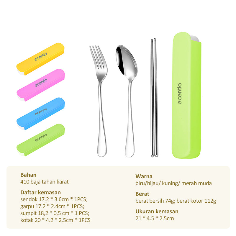 ecentio Sendok SetGarpu Sumpit Stainless Steel + Kotak - ecentio