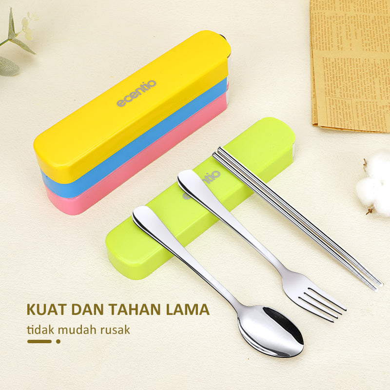 ecentio Sendok SetGarpu Sumpit Stainless Steel + Kotak - ecentio