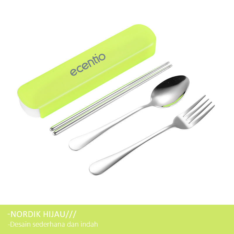 ecentio Sendok SetGarpu Sumpit Stainless Steel + Kotak - ecentio