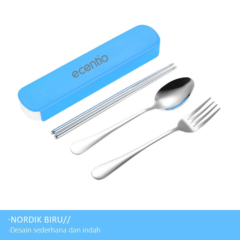 ecentio Sendok SetGarpu Sumpit Stainless Steel + Kotak - ecentio