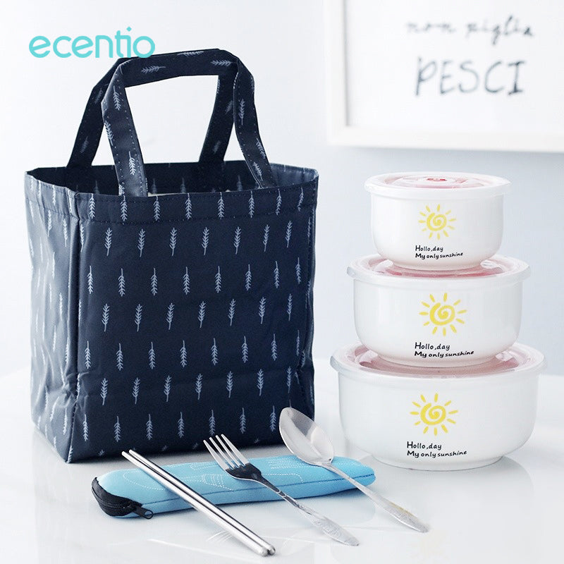 【Buy 1 Get 3】ecentio kotak bekal anti tumpah kotak tempat bekal 1200ml+500ml free sendok kotak saus BPA FREE