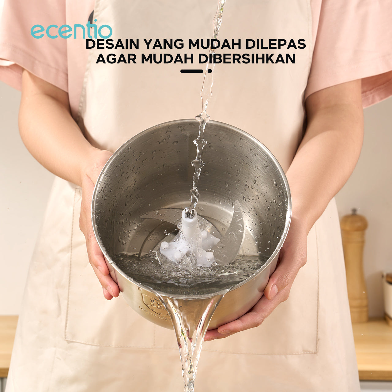 ecentio Food Chopper 3L 4 pisau Stainless steel 304 Penggiling Daging Sayur Meat Grinder Kova Kraser
