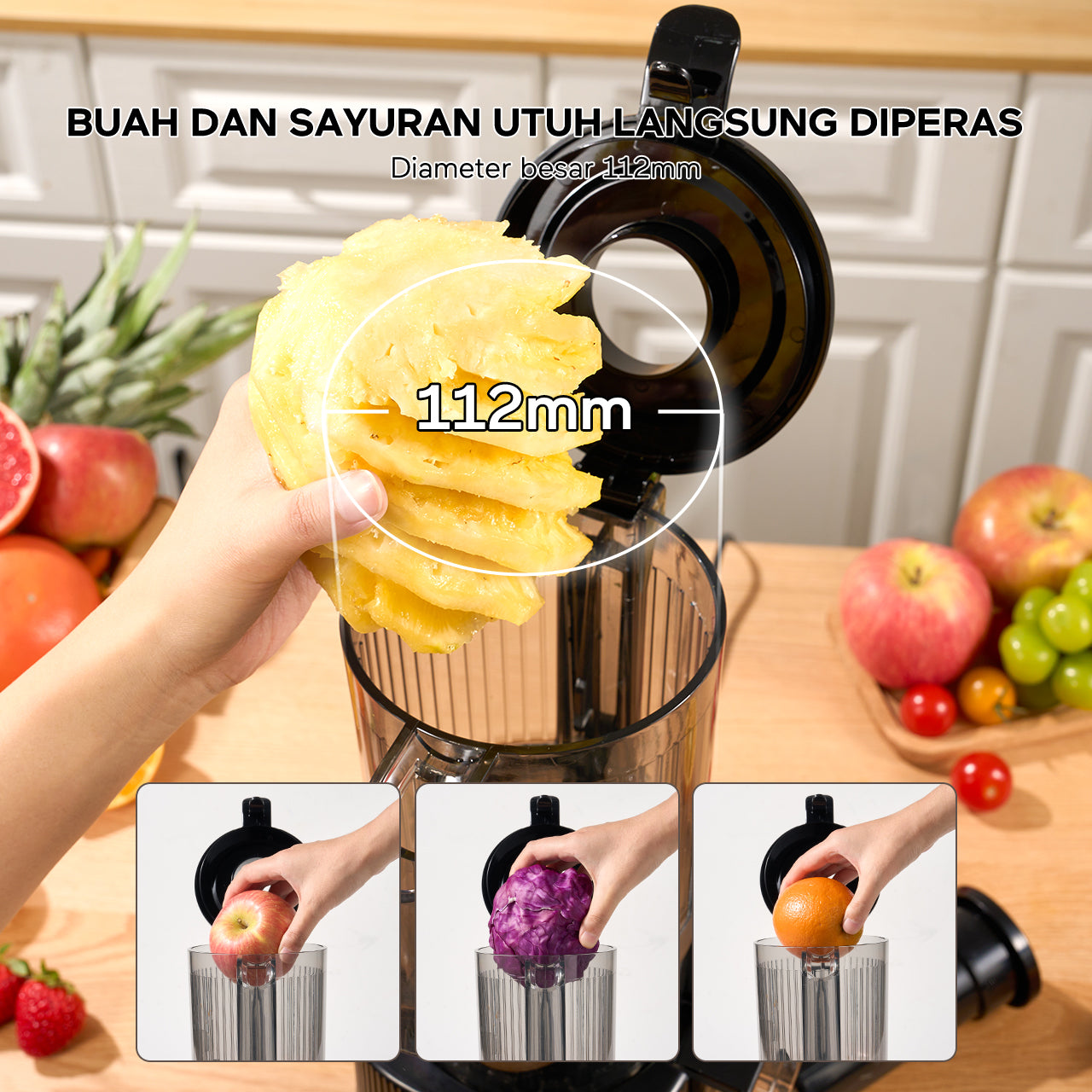ecentio Slow Juicer Portable 112mm Caliber & Smart Touch Blender 550ml+600ml — Garansi 1 Tahun