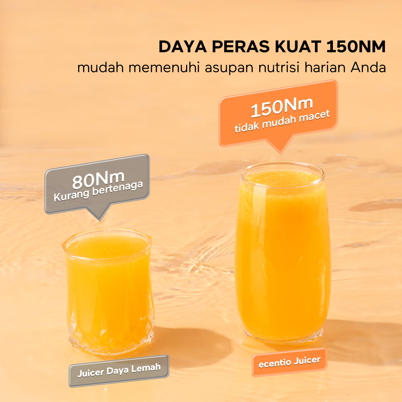 ecentio Slow Juicer Portable 112mm Caliber & Smart Touch Blender 550ml+600ml — Garansi 1 Tahun