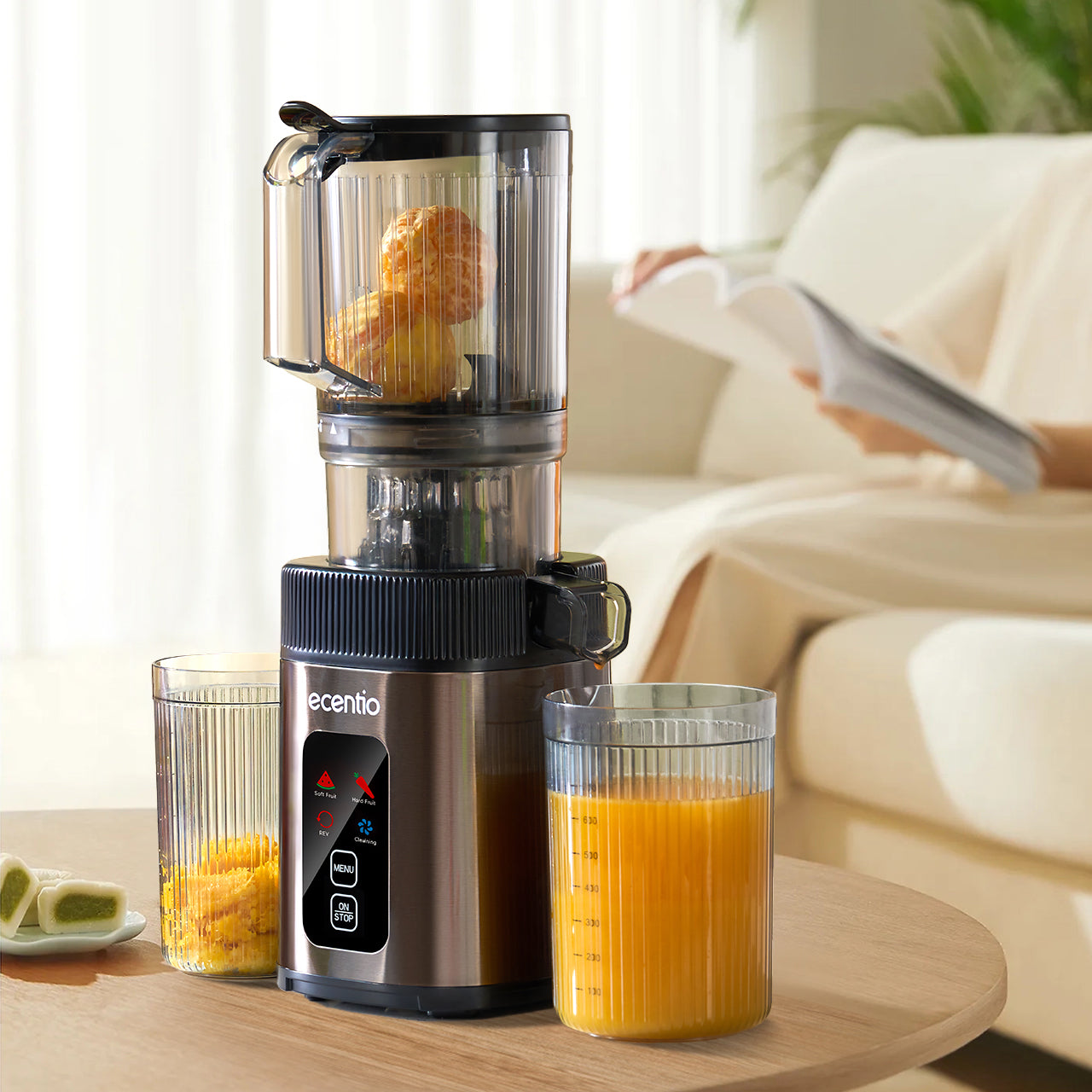 ecentio Smart Slow Juicer Cerdas Panel Sentuh Lubang 112mm 1000ml Besar 99% Ekstraksi Slow Juicer Multifungsi Garansi Resmi 1 Tahun
