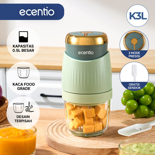 ecentio 3 Kecepatan 500ml Pemisah Telur Gratis 6 Pisau  Baby Chopper Badan Kaca Food Grade Garansi 1 Tahun