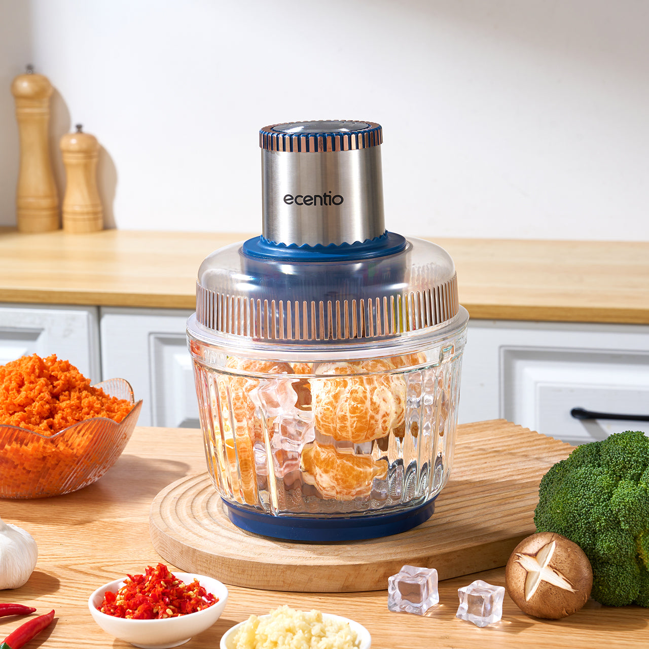 ecentio 5-in-1 Chopper Multifungsi 3L dengan 6 Pisau Stainless Steel