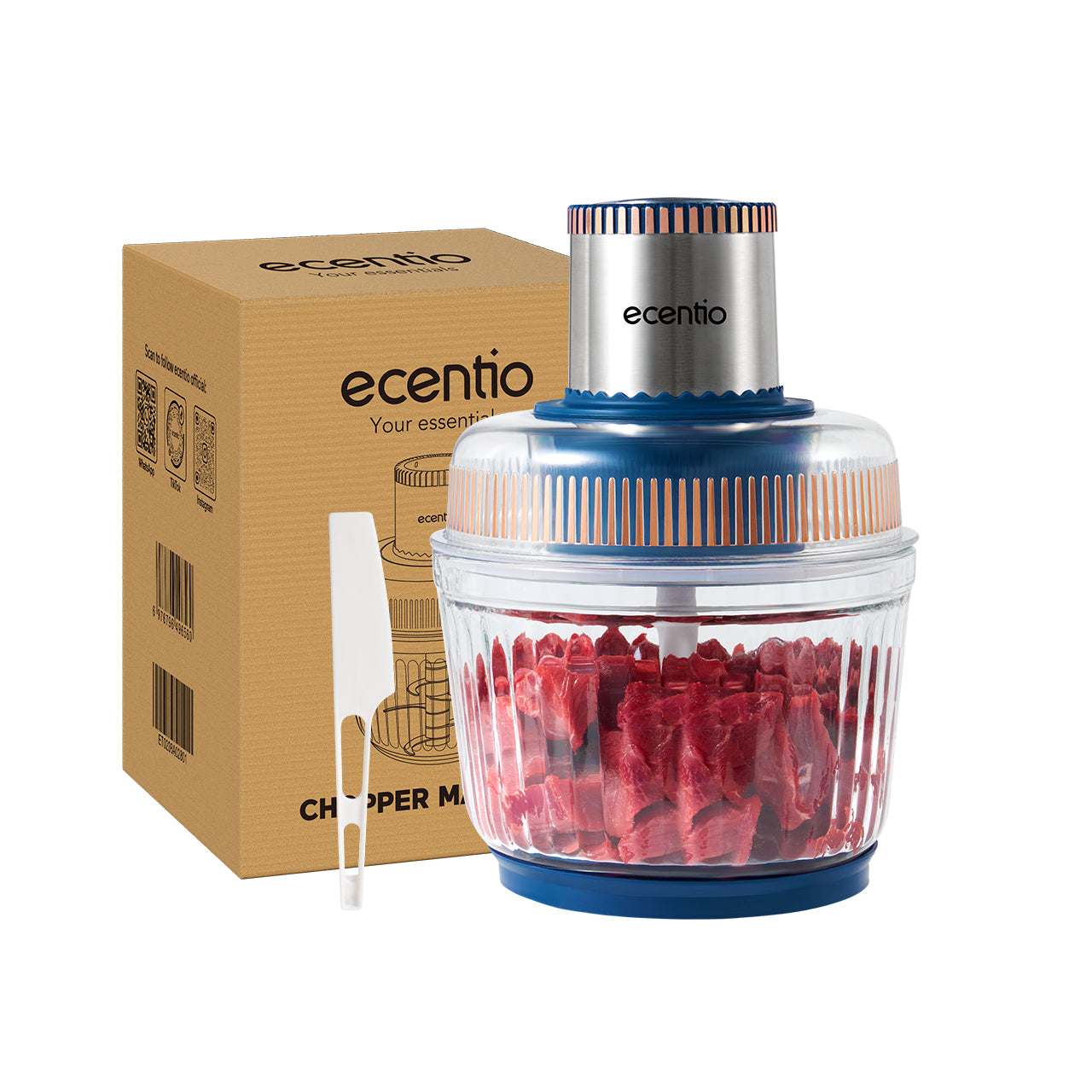ecentio 5-in-1 Chopper Multifungsi 3L dengan 6 Pisau Stainless Steel