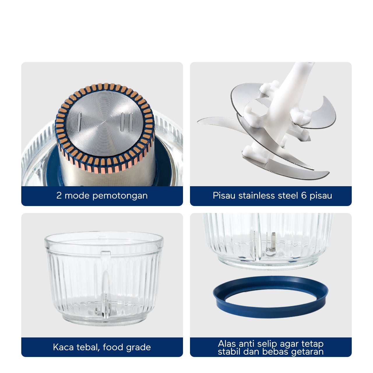 ecentio 5-in-1 Chopper Multifungsi 3L dengan 6 Pisau Stainless Steel