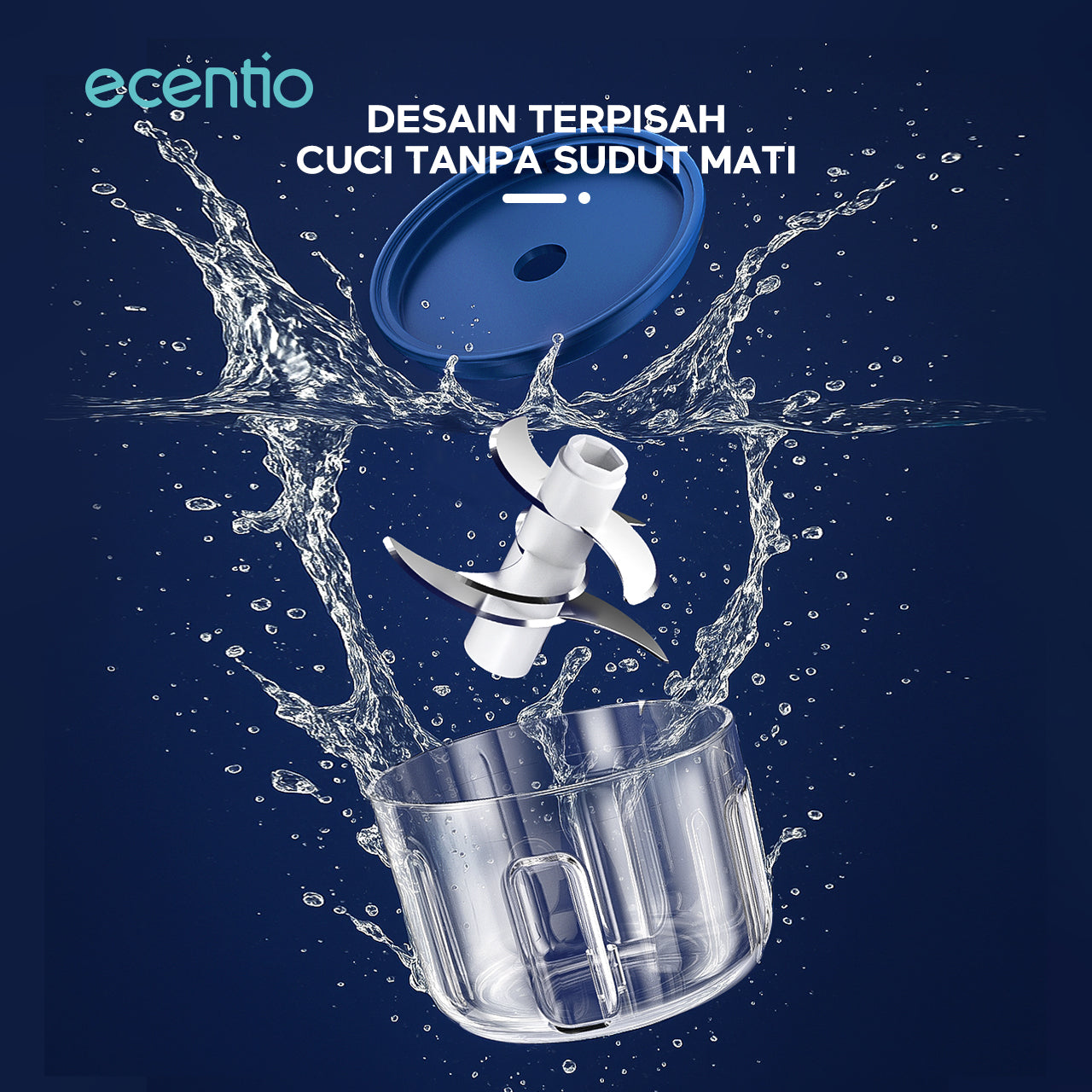 【2.0 Versions】ecentio Mini Chopper Blender 6 pisau 250ml Portable bumbu Dapur Portable Penumbuk bawang