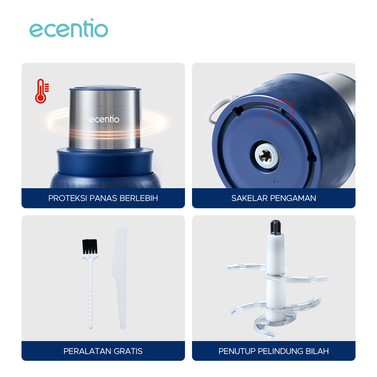 ecentio Blender mini Food Chopper 800ml Bayi Multi-fungsi Blender Mesin Penghalus Daging dan Buah Garansi Resmi 1 Tahun