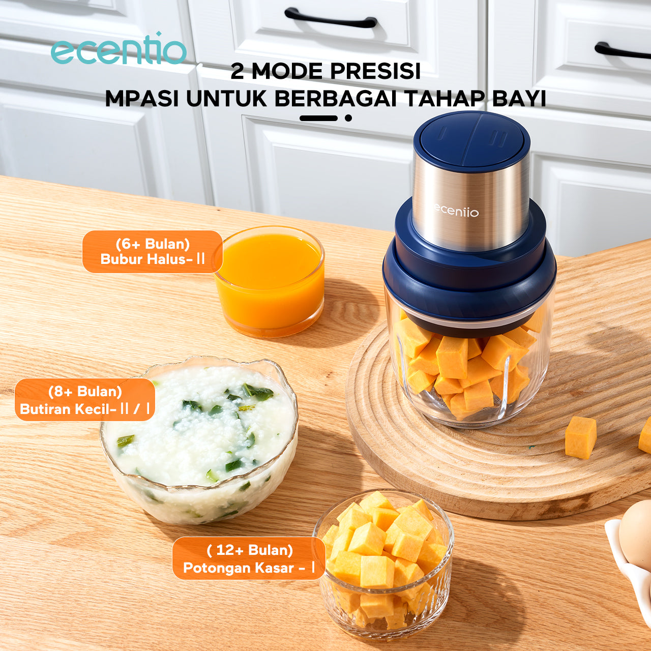 ecentio Blender mini Food Chopper 800ml Bayi Multi-fungsi Blender Mesin Penghalus Daging dan Buah Garansi Resmi 1 Tahun