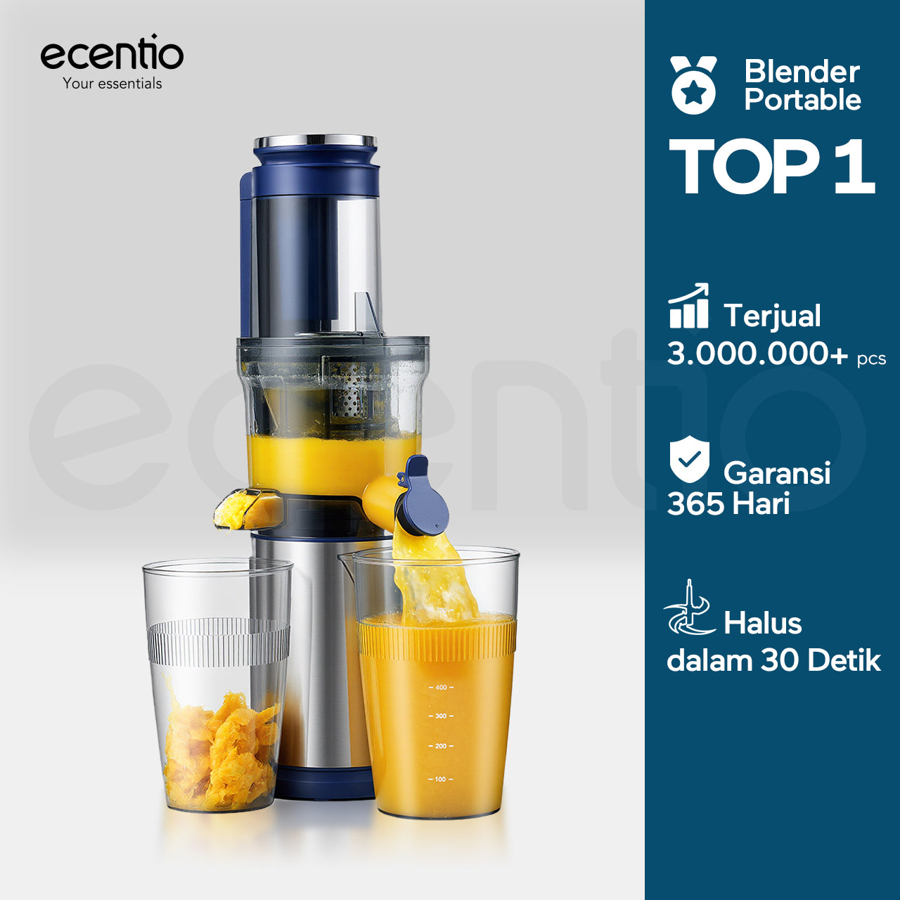 ecentio slow juicer portable 79mm caliber multifungsi blender tanpa ampas bear 700ML+600ML 180W blender fruit juice machine